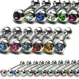 Gem Tongue Rings (14 gauge)