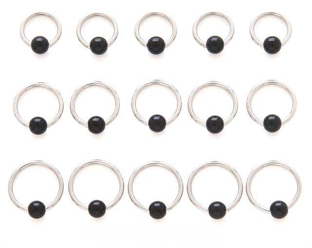 Stone Captive Bead Rings (16 gauge) King's Body Jewelry