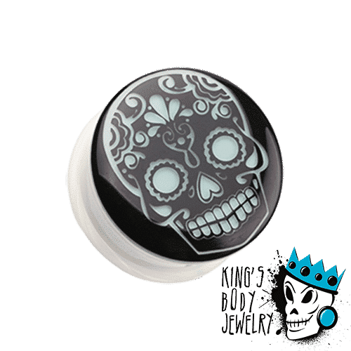Voodoo Skull Glow In Dark Plugs (2 gauge - 1 inch)