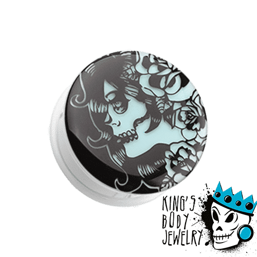 Zombie Girl Glow In Dark Plugs (2 gauge - 1 inch)