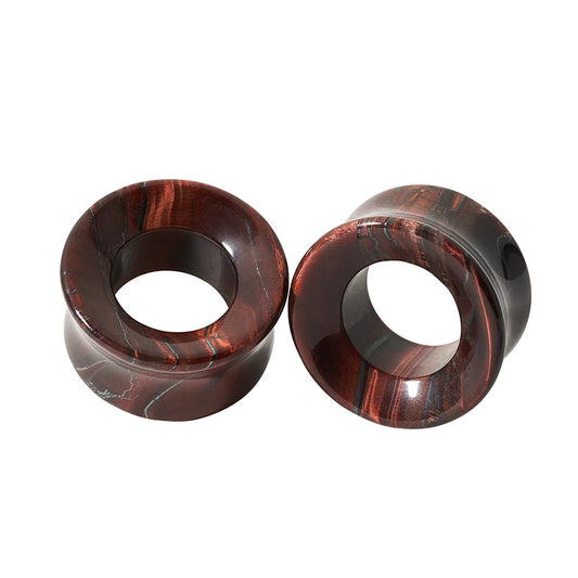 Diablo Organics Red Tiger's Eye Concave Stone Eyelets (00 gauge - 1 inch)