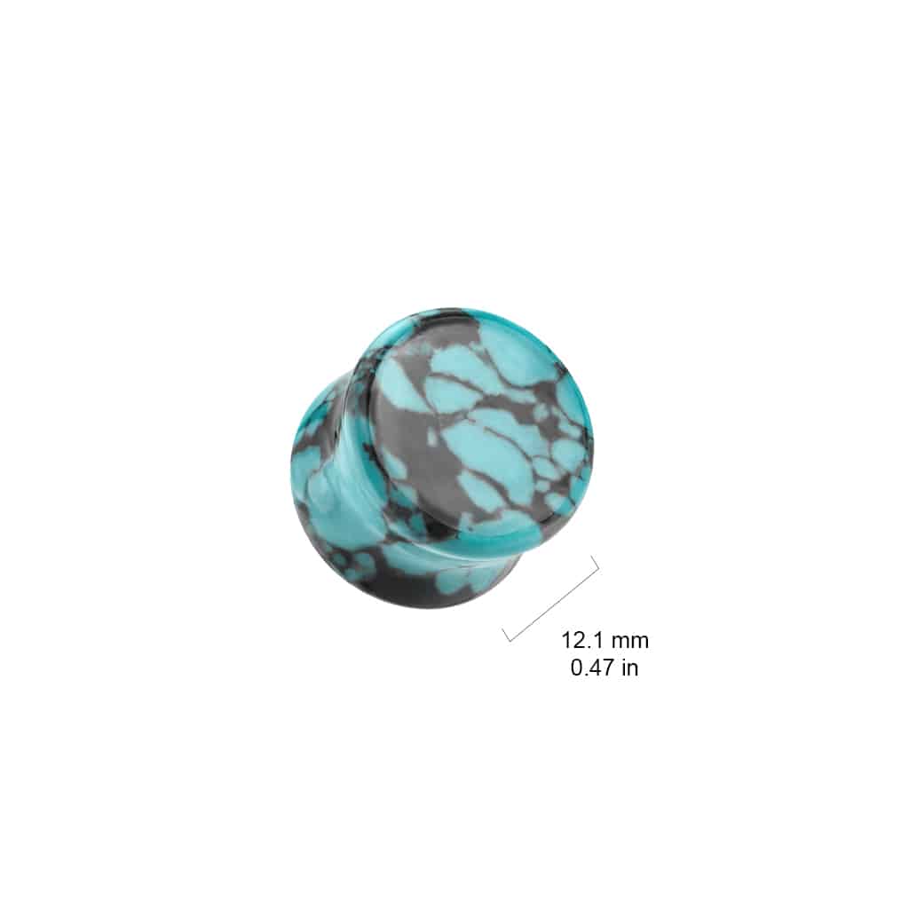 Teal Black Turquoise Stone Double Flare (2g-1'')