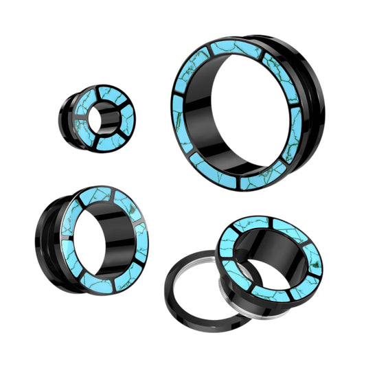 Turquoise Rimmed Black Flesh Tunnels (0g-1'')