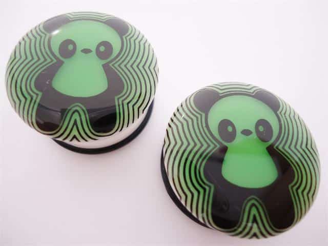 Panda Glow In Dark Plugs (2 gauge - 1 inch)