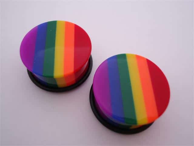 Rainbow Striped Plugs (6 gauge - 1 inch)
