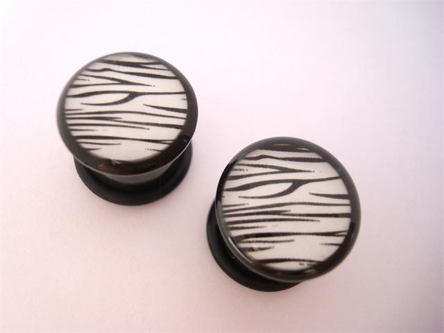 Zebra Black & White Plugs (2 gauge - 1 inch)