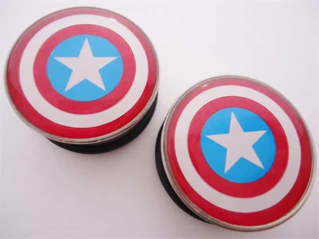 Steel Captain America Marvel Plugs (7/8 inch)