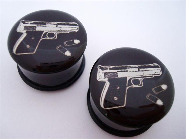 Plug Weapons Gun & Bullets Plugs (7/8 inch) | King's Body Jewelry
