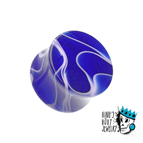 Blue Marble Acrylic Double Flare Plugs (8 gauge - 1 inch)