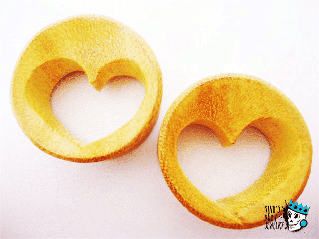 Heart Cut Out Jackfruit Wood Plugs (1 1/16 inch)