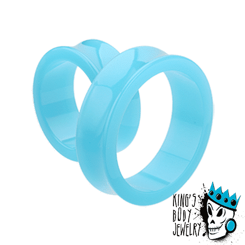 Light Blue Acrylic Double Flare Tunnels (1 1/8- 2 inch)