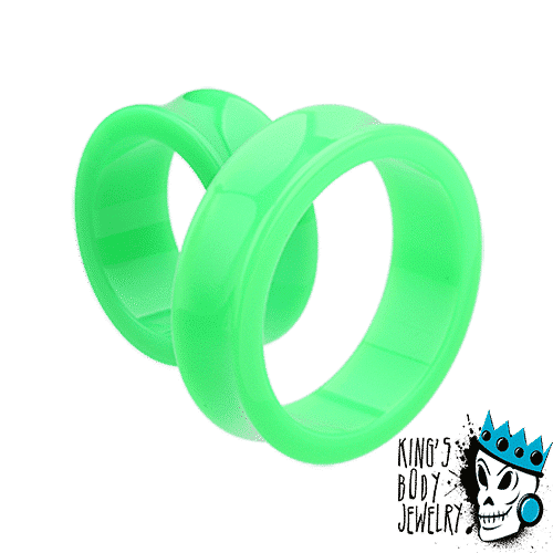 Green Acrylic Double Flare Tunnels (1 1/8 - 2 inch)