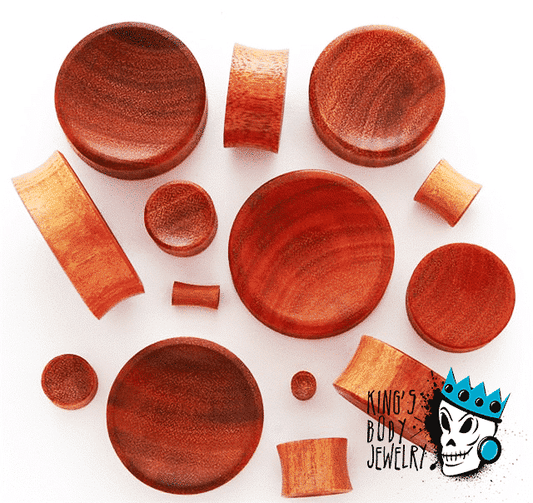 Orange Chang Wood Concave Plugs (2 & 4 gauge)