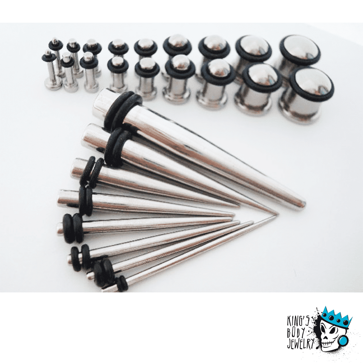 Taper Plug Chart Full Tapers & Plugs Kit (14 gauge - 0 gauge) | King's Body Jewelry