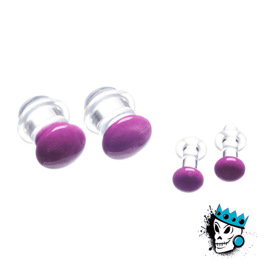 Gorilla Glass Purple Color Front Single Flare Plugs (12 gauge - 1/2 inch)