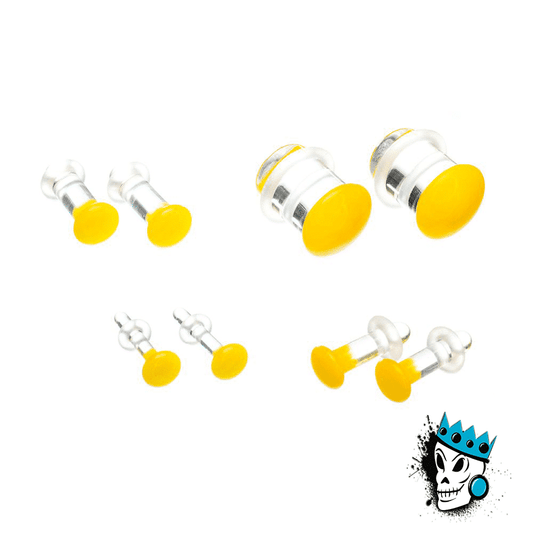 Gorilla Glass Yellow Color Front Single Flare Plugs (12 gauge - 1/2 inch)