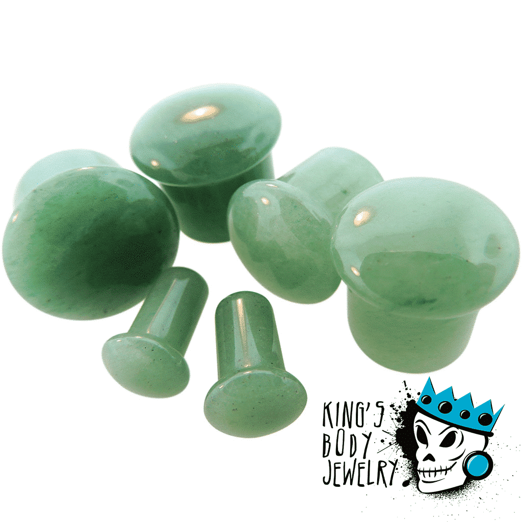 Green Aventurine Single Flare Stone Plugs (8 guage - 12 mm)