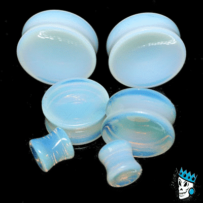 Opalite Concave Stone Plugs  (0 gauge - 2 inch)