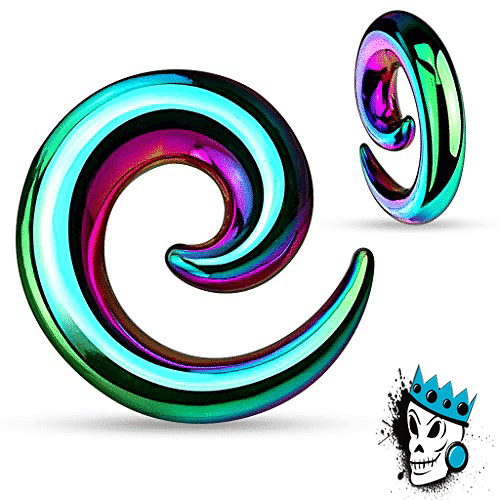 Multicolored Steel Simple Spirals (14 gauge - 0 g)