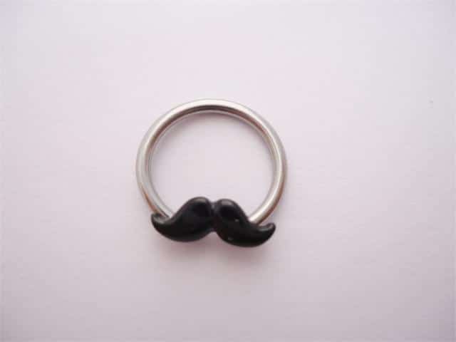 Mustache captive bead rings (14 gauge)