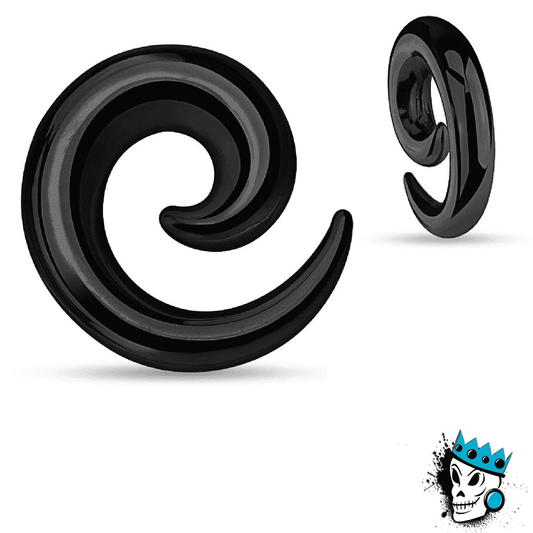 Black Steel Simple Spirals (12 g - 0 gauge)