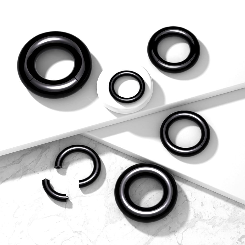 Black Acrylic Segment rings (8 gauge - 00 gauge)
