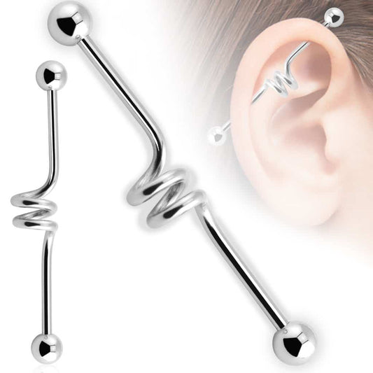 Single Spiral Industrial Barbell (14 gauge)