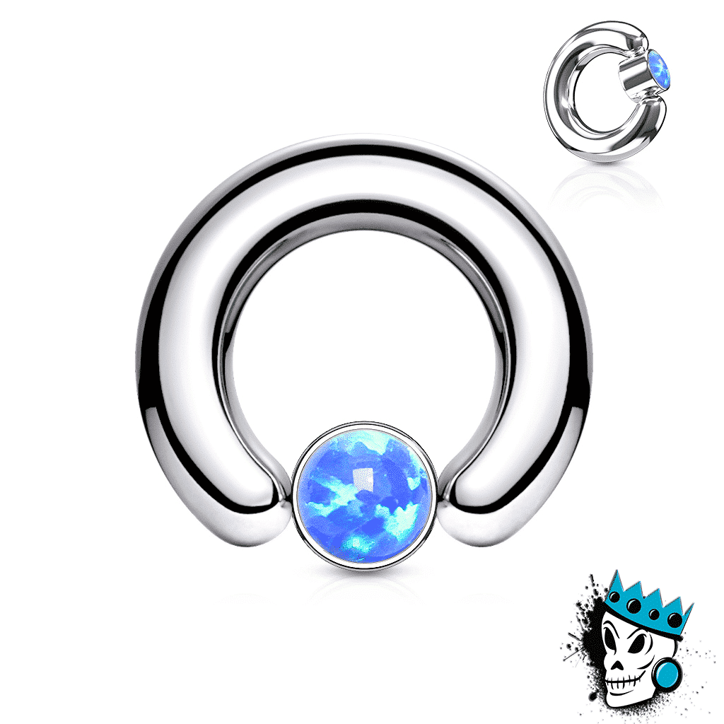 Big Blue Opal Captive Bead Rings King's Body Jewelry