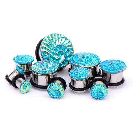 Blue Swirl Plugs (7/16 inch - 1 inch)