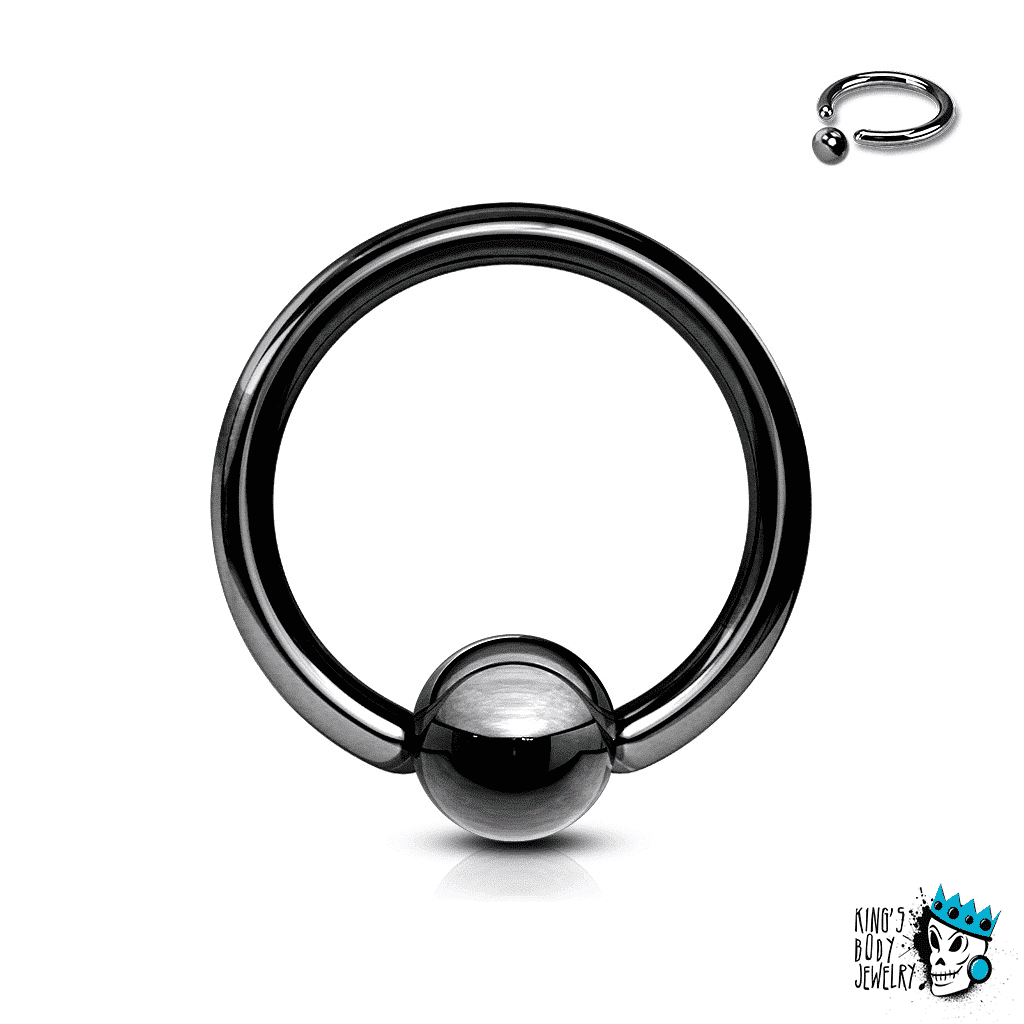 Captive Bead Rings with Hematite Ball (18 g - 14 gauge)