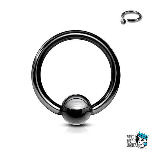 Captive Bead Rings with Hematite Ball (18 g - 14 gauge)