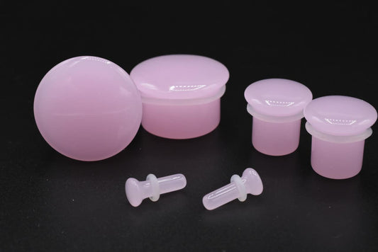 Pink Single Flare Glass Plugs (8 gauge - 1 inch)