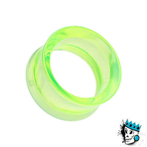 Semi Transparent Neon Acrylic Double Flare Tunnels (8 gauge - 1 inch)