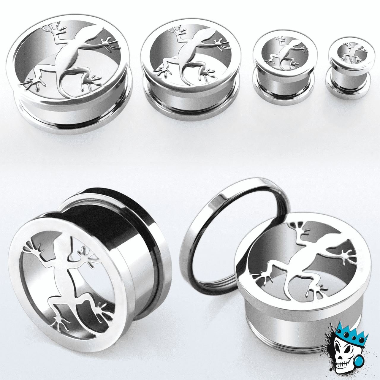 Lizard Stainless Steel Flesh Tunnels (0 gauge - 1 inch)