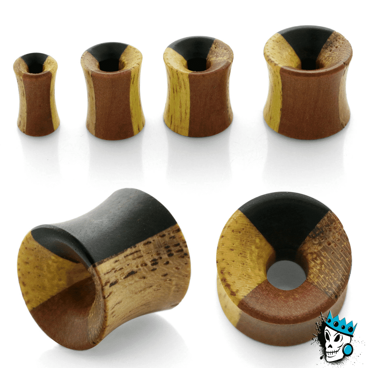 Four Wood Concave Tunnels  (6  guage - 2 inch)