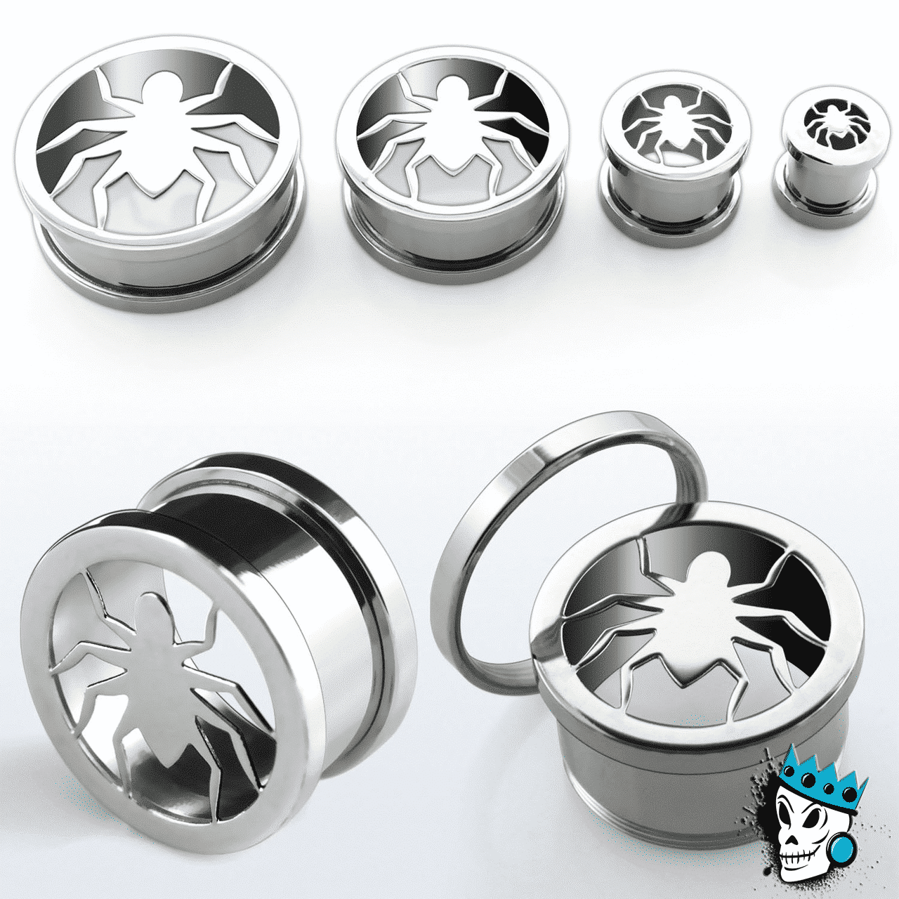 Spider Stainless Steel Flesh Tunnels (0 gauge - 1 inch)