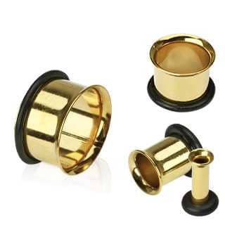GOLD Single Flare Tunnels (14 gauge - 2 1/2 inch)
