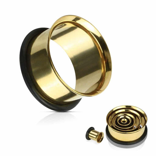 GOLD Single Flare Tunnels (14 gauge - 2 1/2 inch)