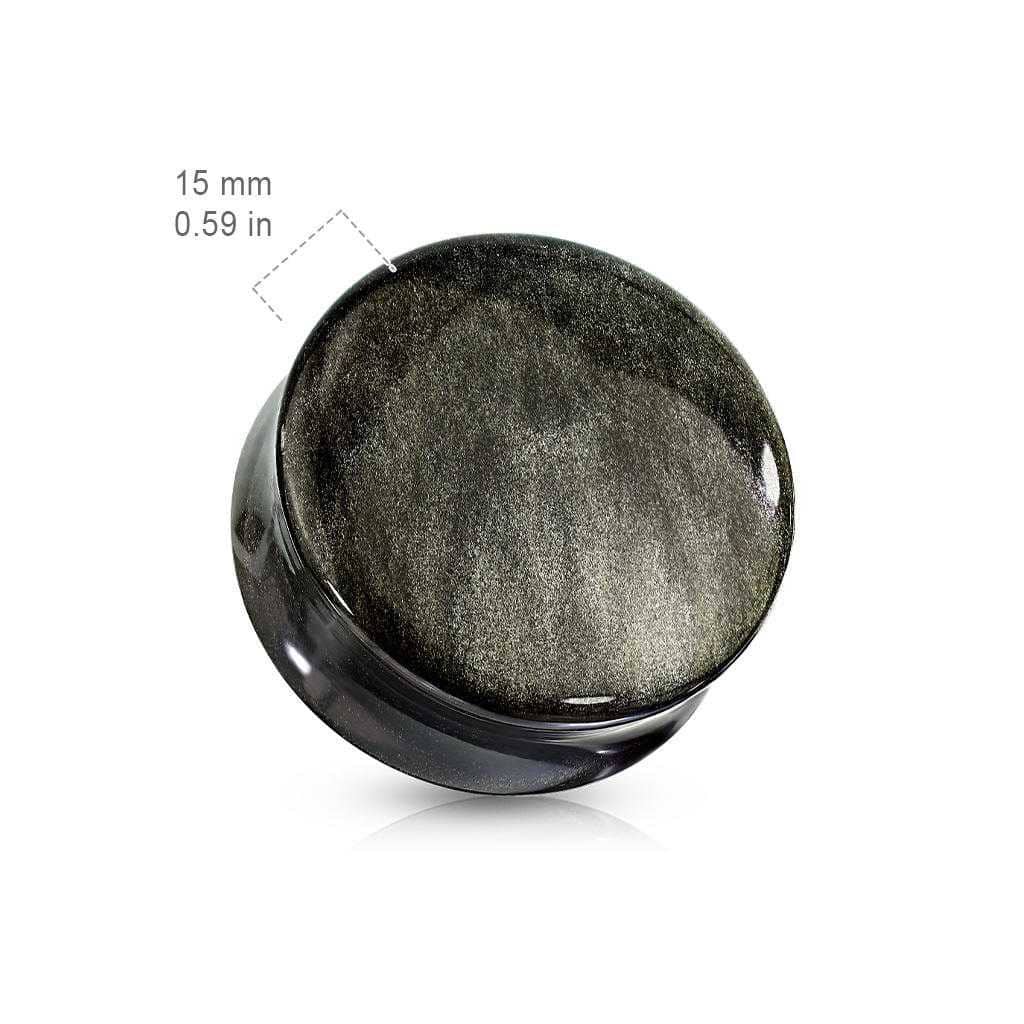 Golden Obsidian Double Flare Stone Plugs (2 gauge - 1 inch)