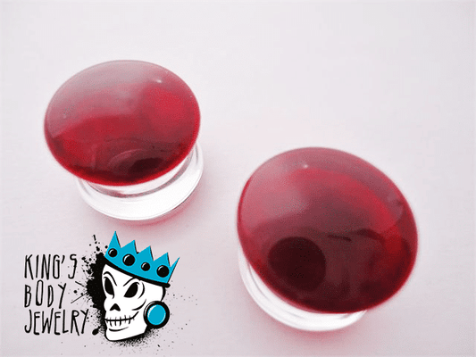 Gorilla Glass Ruby Color Front Double Flare Plugs (8 g - 1 inch)