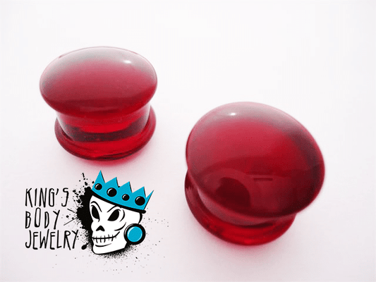 Gorilla Glass Ruby Solid Double Flare Plugs (8 gauge - 1/2 inch)