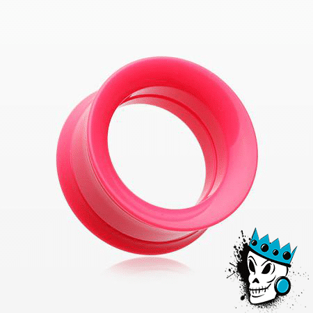 Pink Acrylic Internally Threaded Tunnels (8 gauge - 1 inch)