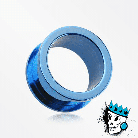 Blue Stainless Steel Flesh Tunnels (12 gauge - 1 inch)