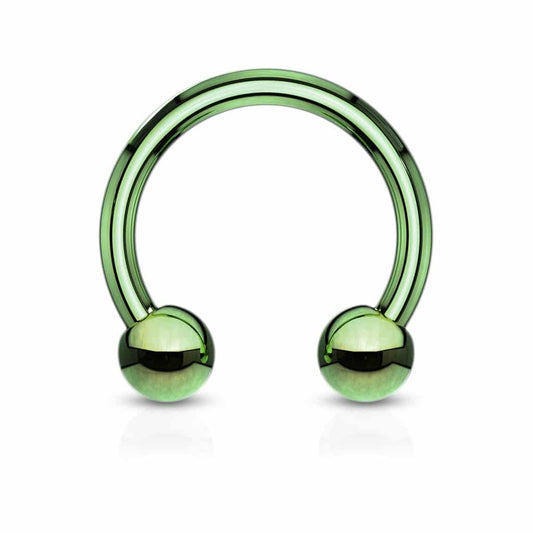 Green Steel Circular Barbells (18 g - 0 gauge)
