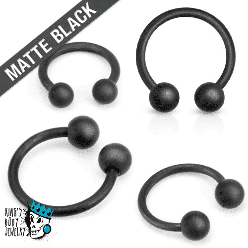 matte black circular barbells (16 gauge - 14g)