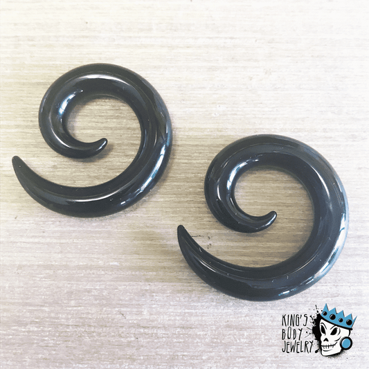 Gorilla Glass Black Simple Spirals (6 gauge - 0 gauge)