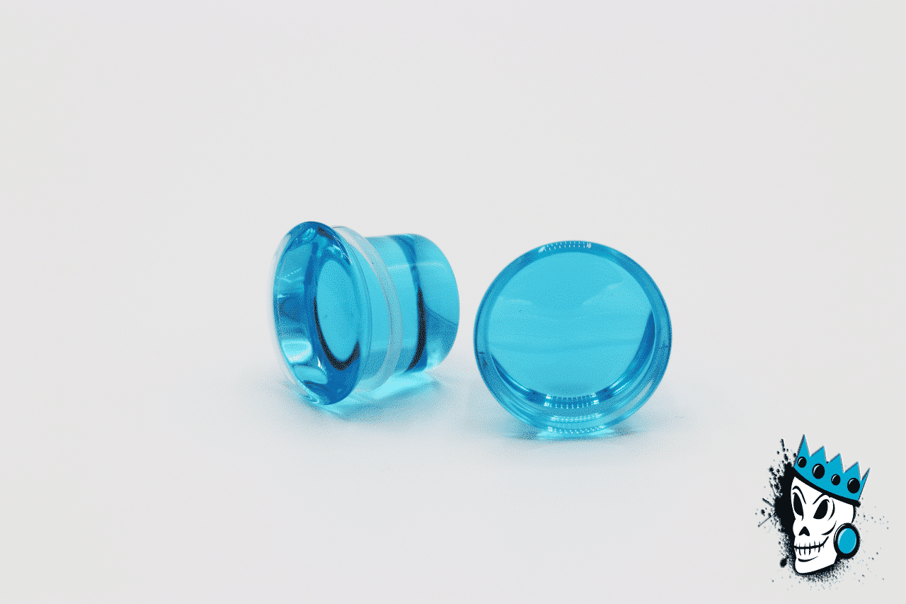 Aqua Single Flare Glass Plugs (8 gauge - 1 inch)