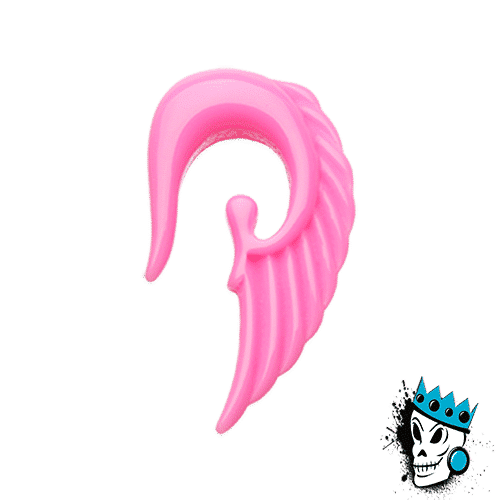 Pink Acrylic Angel Wing Hooks (14 g -0 g)