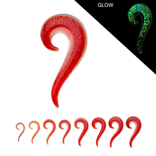 Red Glass Glow in the Dark Spiral Tails (6 g - 7/16 inch)