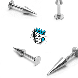 Labret Ring w/ long spike (14 gauge) | King's Body Jewelry